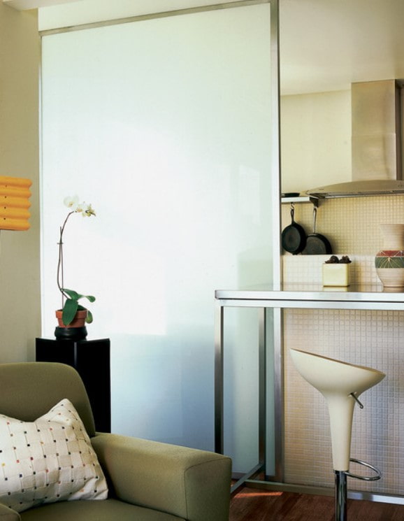 mat glas in het interieur