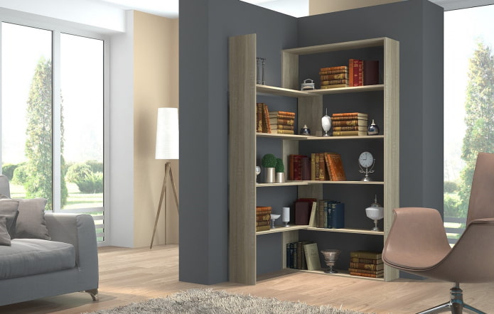 hoekplankenkast in het interieur