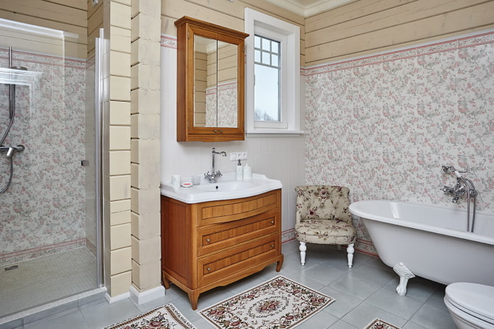 muurontwerp in een badkamerinterieur in een Proven?aalse stijl