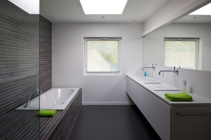 muurontwerp in het badkamerinterieur in een minimalistische stijl