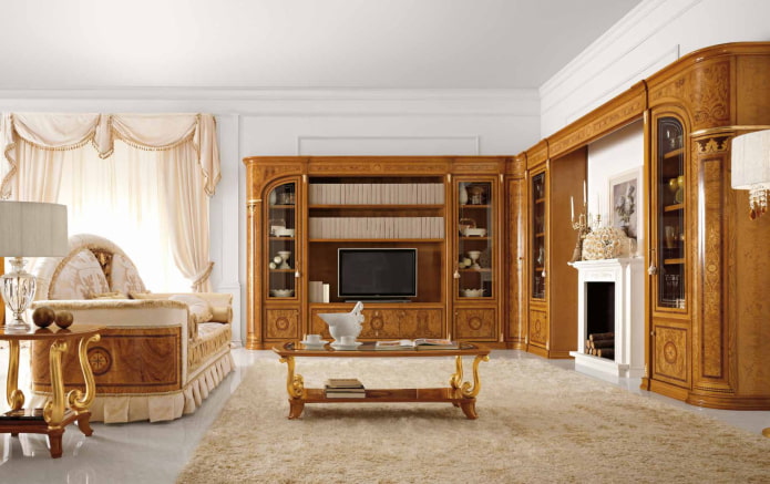 muur in het interieur van de woonkamer in een klassieke stijl
