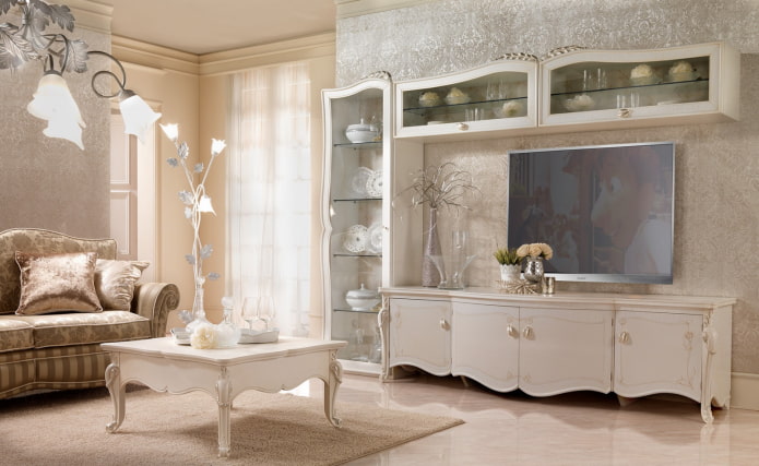 muur in het interieur van de woonkamer in een klassieke stijl