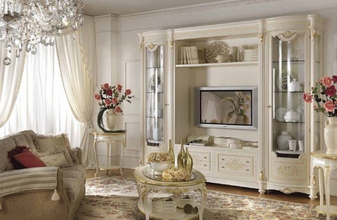muur in het interieur van de woonkamer in een klassieke stijl