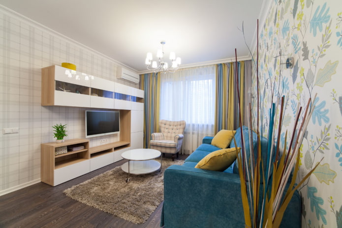 muur in het interieur van de woonkamer in een moderne stijl