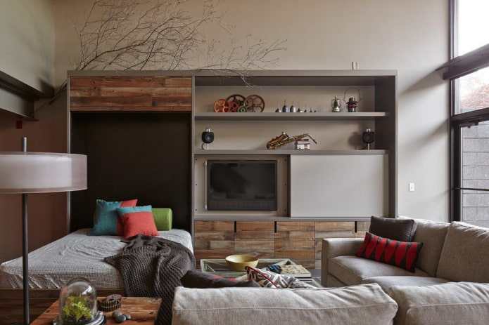 muur in het interieur van de woonkamer in loftstijl