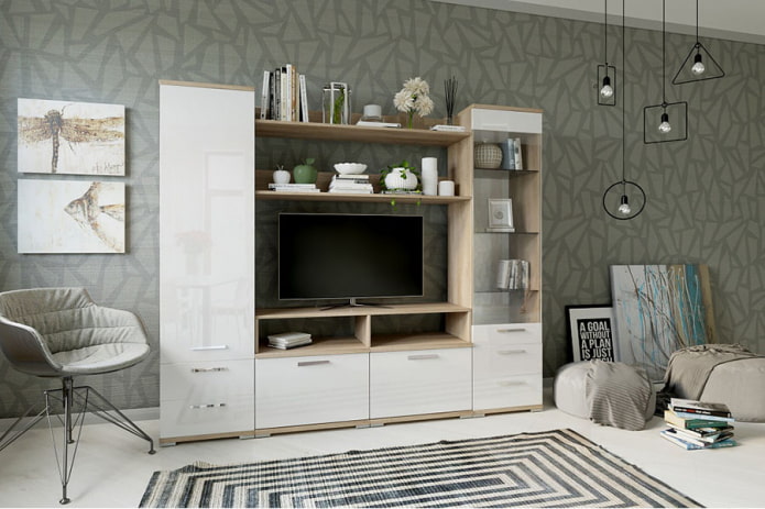 modulaire wand in het interieur van de woonkamer