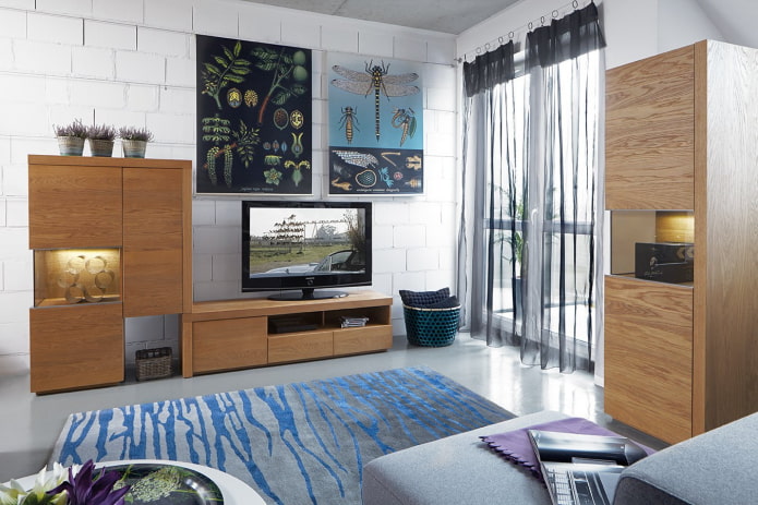 muur in het interieur van de woonkamer in een moderne stijl