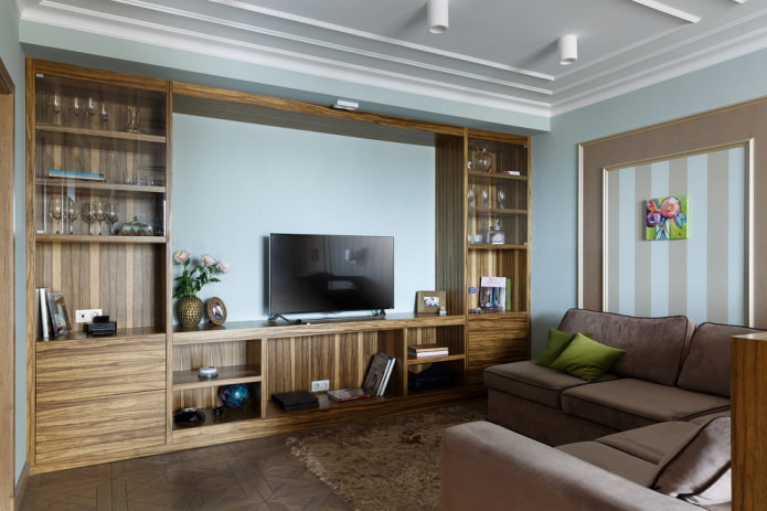 massief houten muur in het interieur van de woonkamer