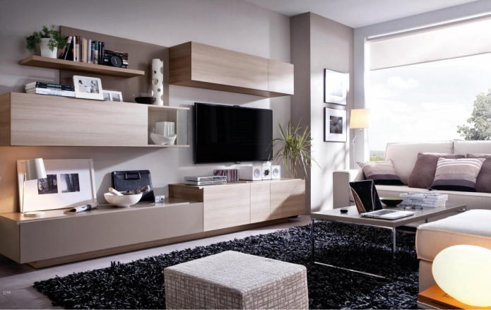 muur in het interieur van de woonkamer in een moderne stijl