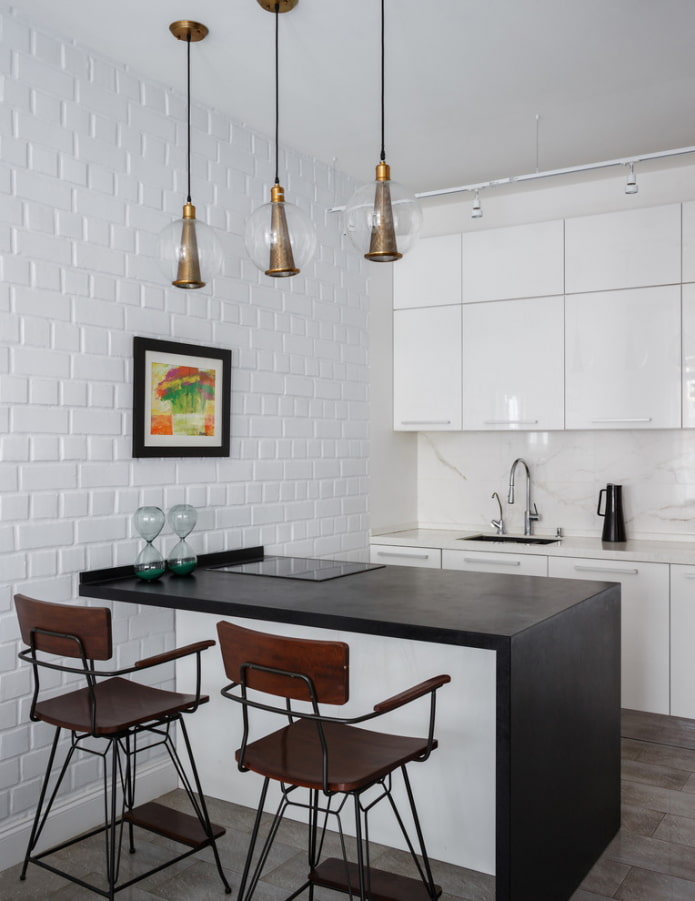 imitatie bakstenen muur in de keuken
