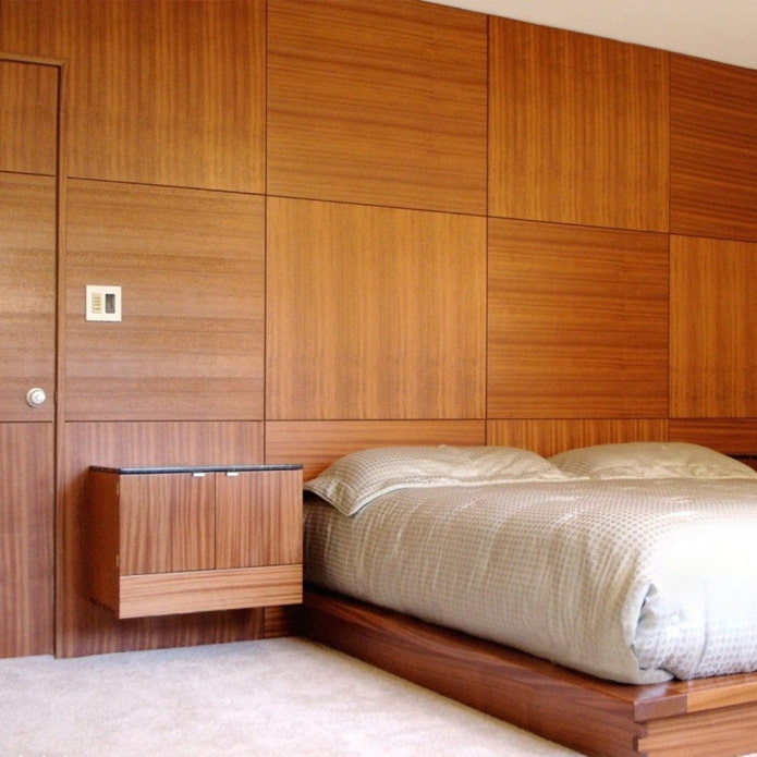 decoratie van de slaapkamer met vierkante MDF-panelen