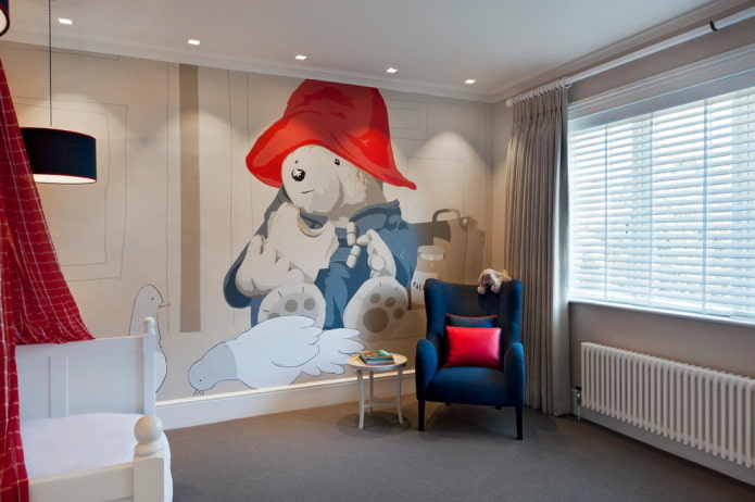 beige muren in het interieur van de kinderkamer