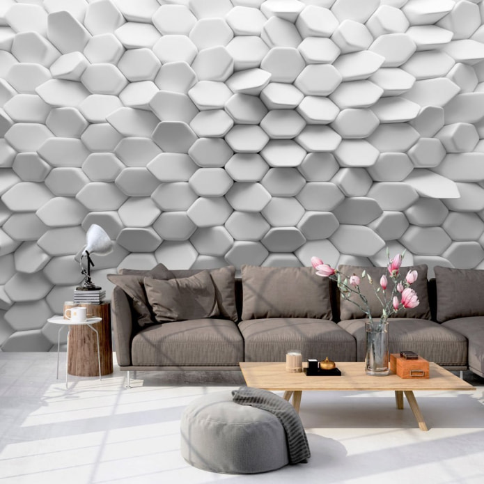 3D-behang in de woonkamer