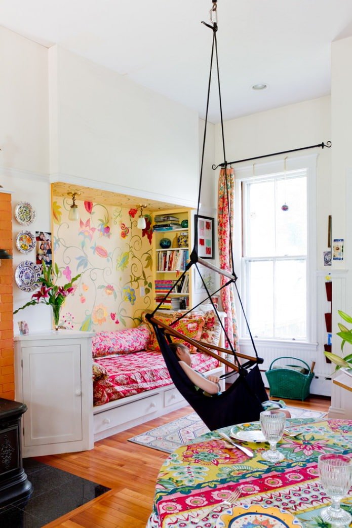 Boho-stijl in het interieur van de kinderkamer