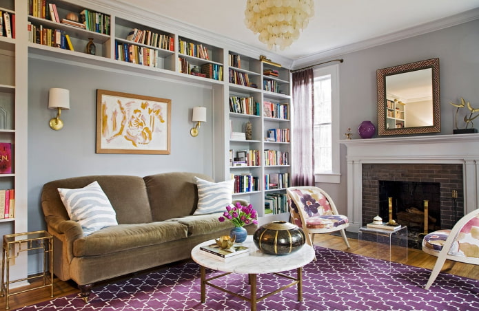woonkamerinterieur in eclectische stijl