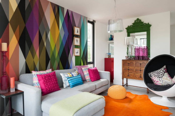 textiel in het interieur in de eclectische stijl
