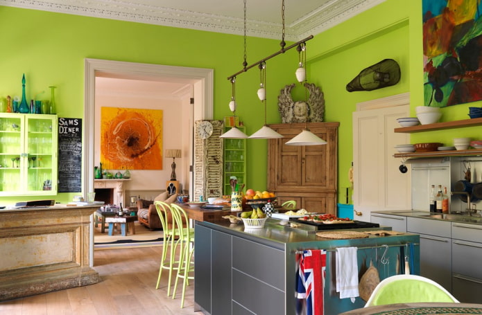 kleurenschema van het interieur in eclectische stijl