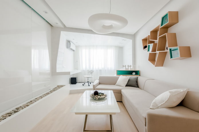 witte tule in de woonkamer
