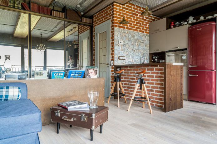 Interieur van een klein loft-appartement van 33 m?.