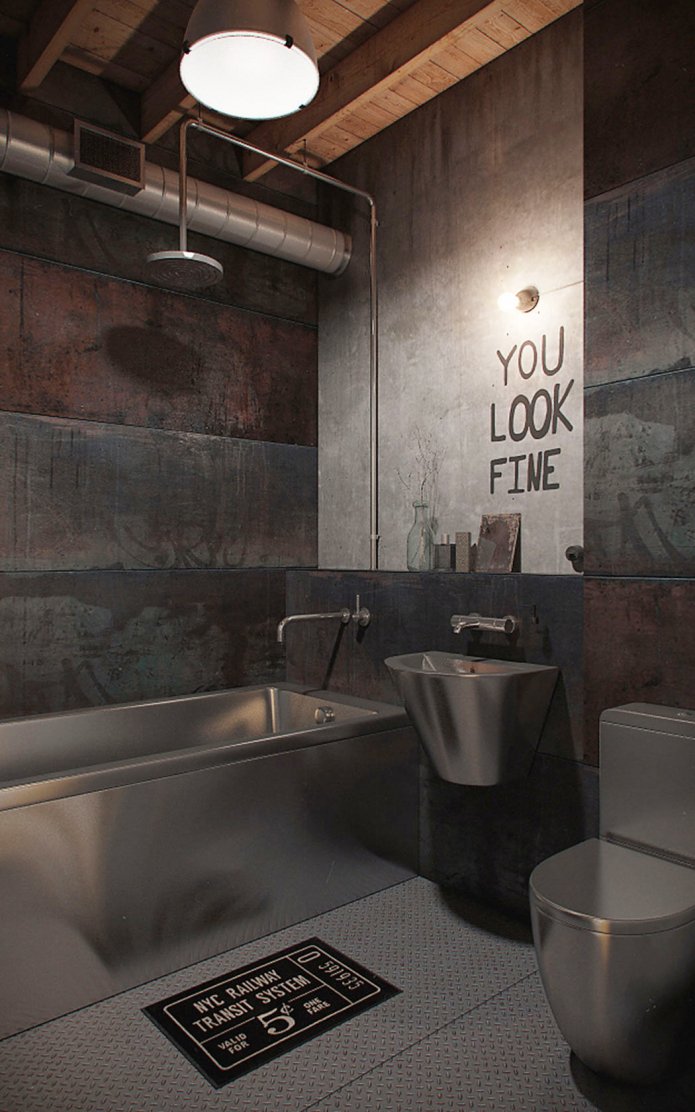 verlichting in het interieur van een loft-badkamer