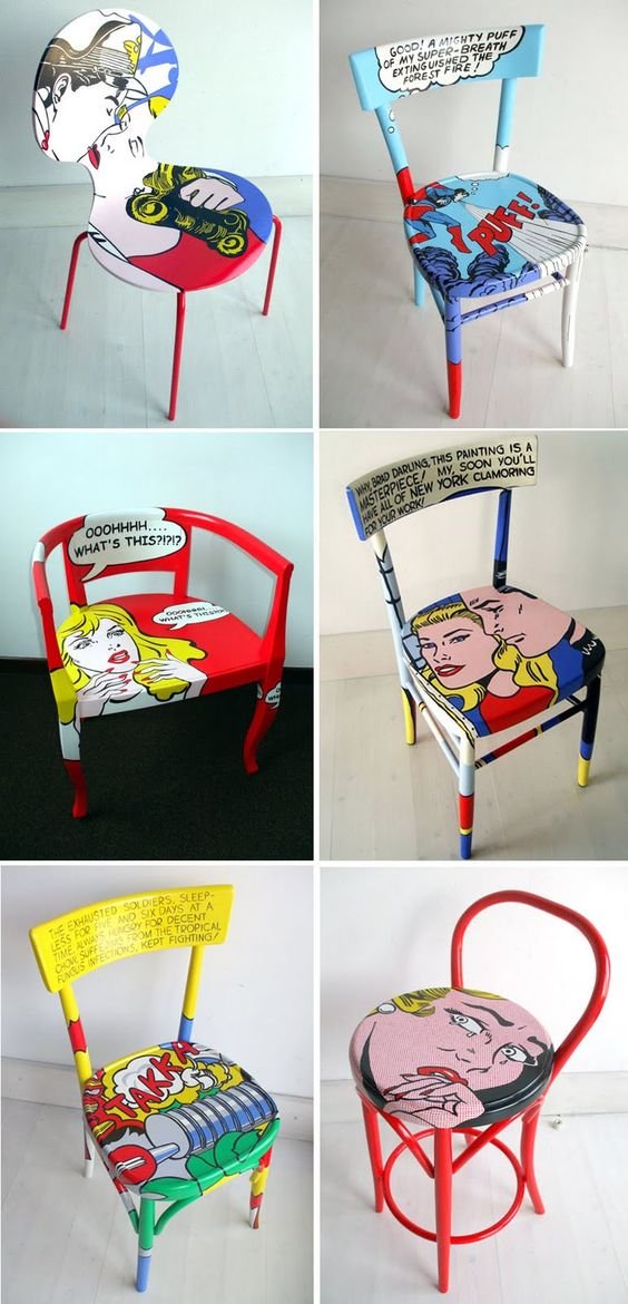 stoelen in pop-artstijl