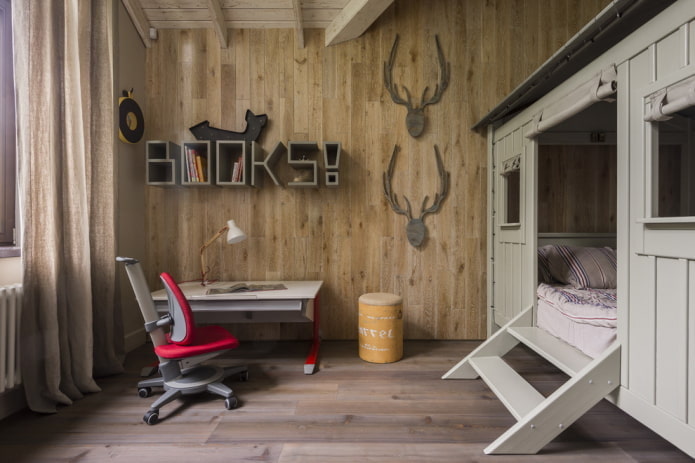 interieur van een kinderkamer in rustieke stijl