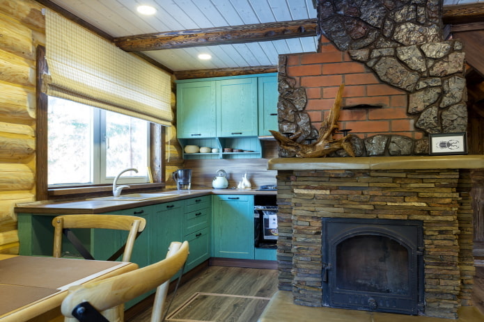 textiel in de keuken in rustieke stijl