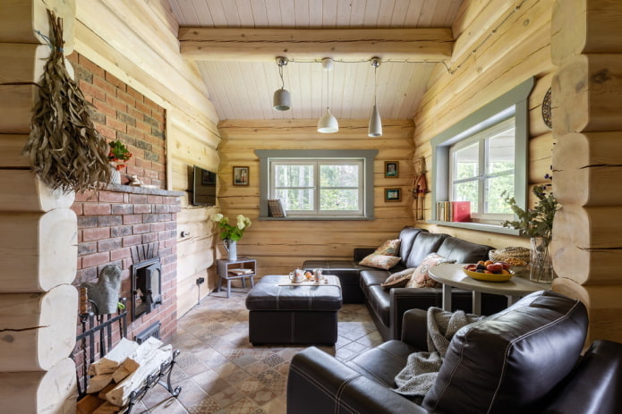 kleurenschema van de woonkamer in rustieke stijl