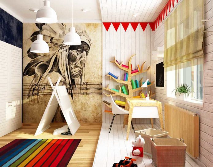 combinatie van Indiaas en modern kinderkamerinterieur