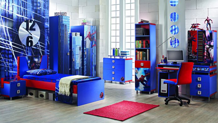 kinderkamerinterieur in de stijl van Spider-Man