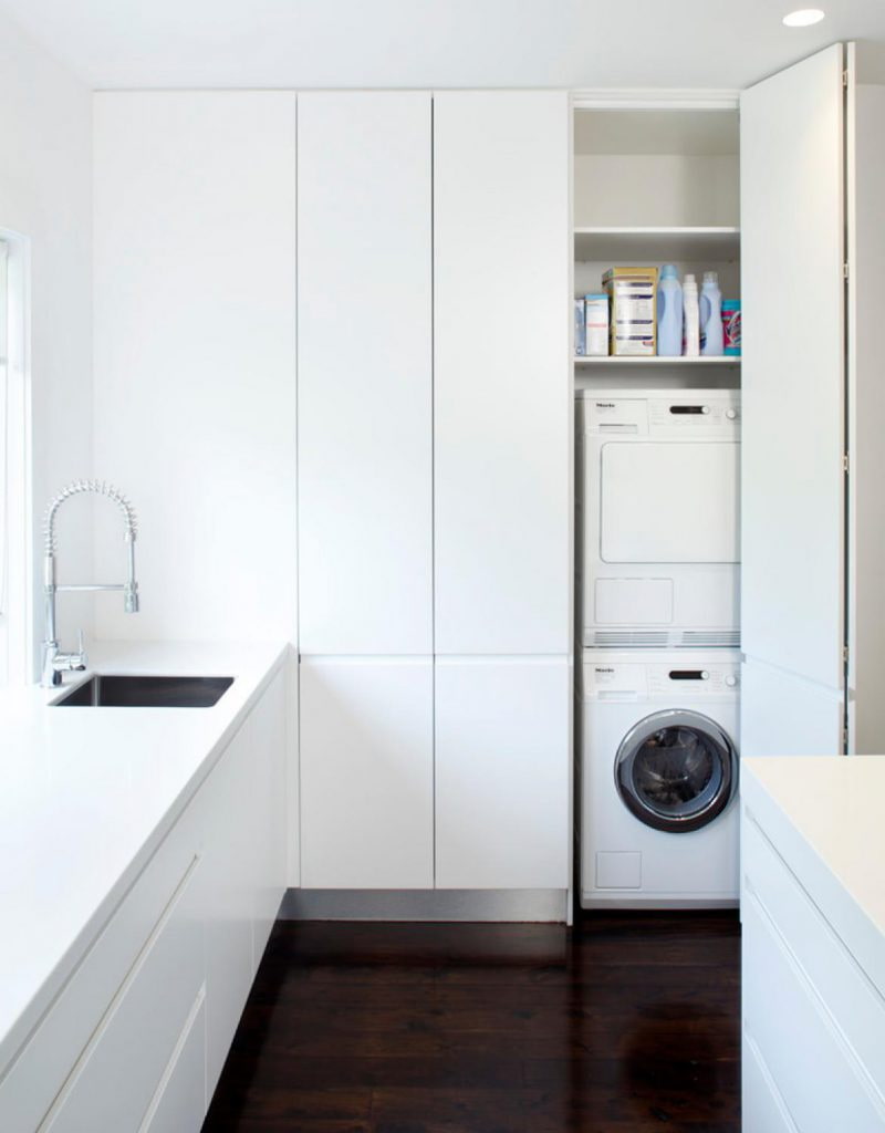 nis in de kast voor de wasmachine