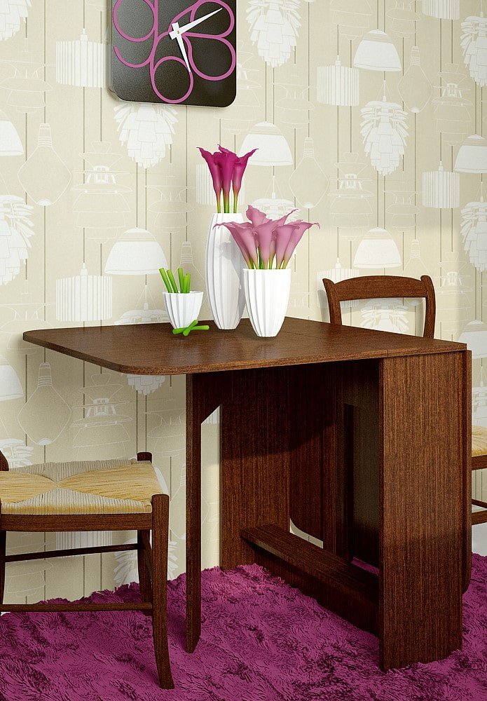 bruine opklapbare tafel in het interieur