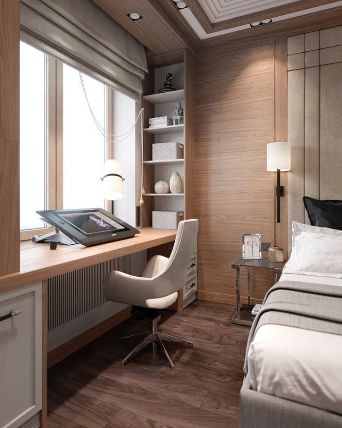 vensterbank verandert in een tafel met een houten tafelblad