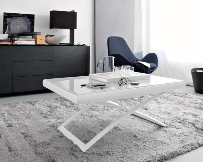 transformer tafel met wit glas