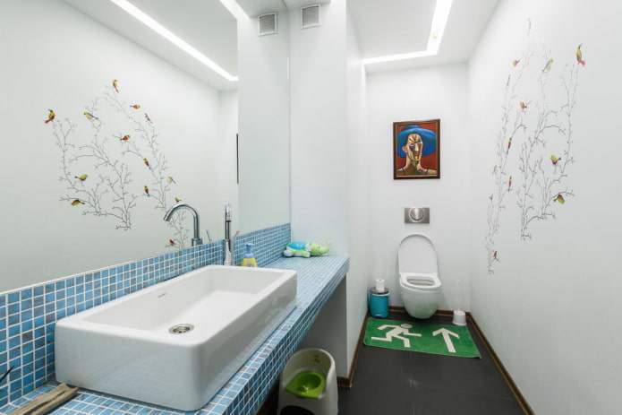 moza?ek aanrechtblad in de badkamer
