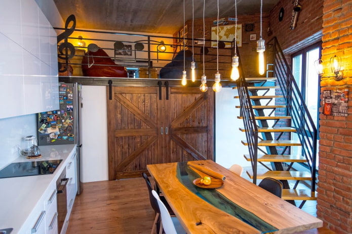 riviertafel in een loft-stijl interieur