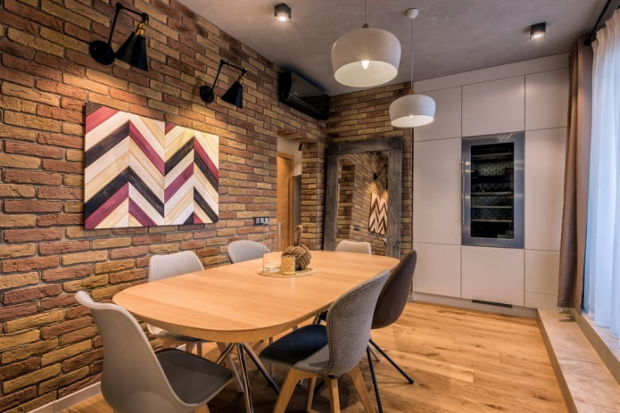 ovale tafel in loftstijl interieur