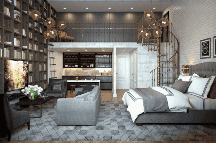 meubels in een studio in industri?le stijl