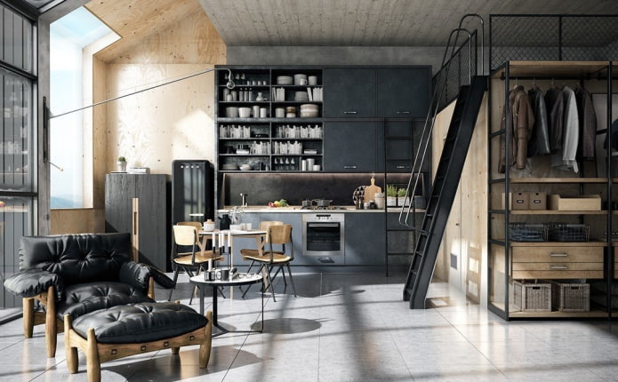 studio-inrichting in industri?le stijl