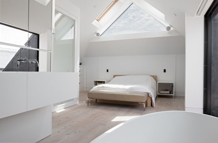 lichte vloer in het slaapkamerinterieur