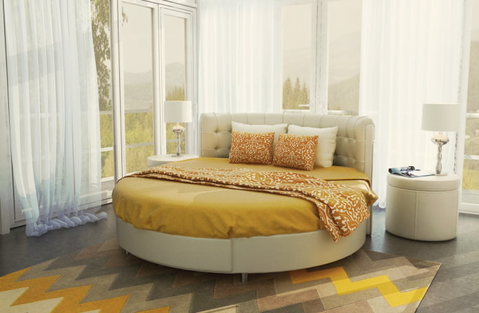 ronde ottoman in het interieur