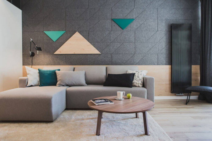 viltbehang in het interieur van de woonkamer