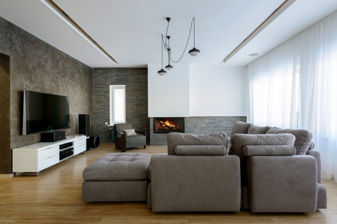 TV in het interieur van de hal in een moderne stijl
