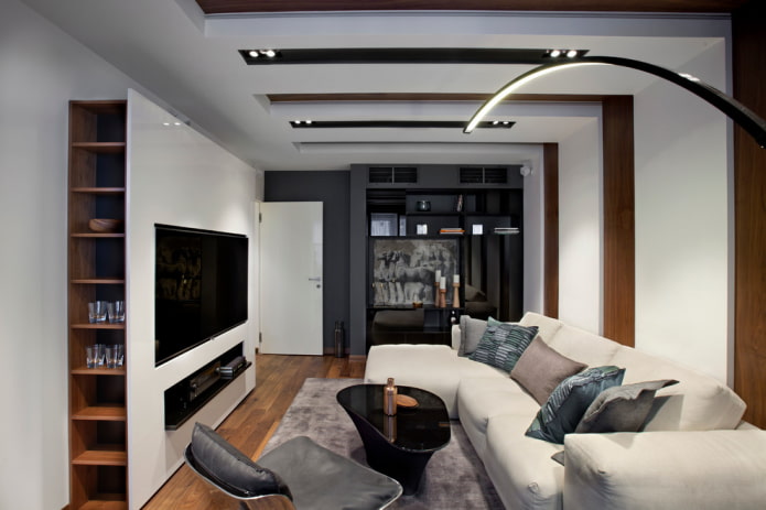 TV in het interieur van de hal in een moderne stijl