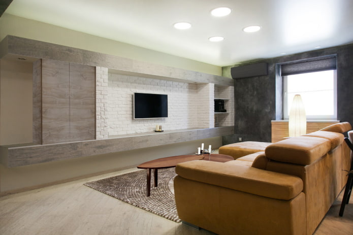 TV in een nis in het woonkamerinterieur