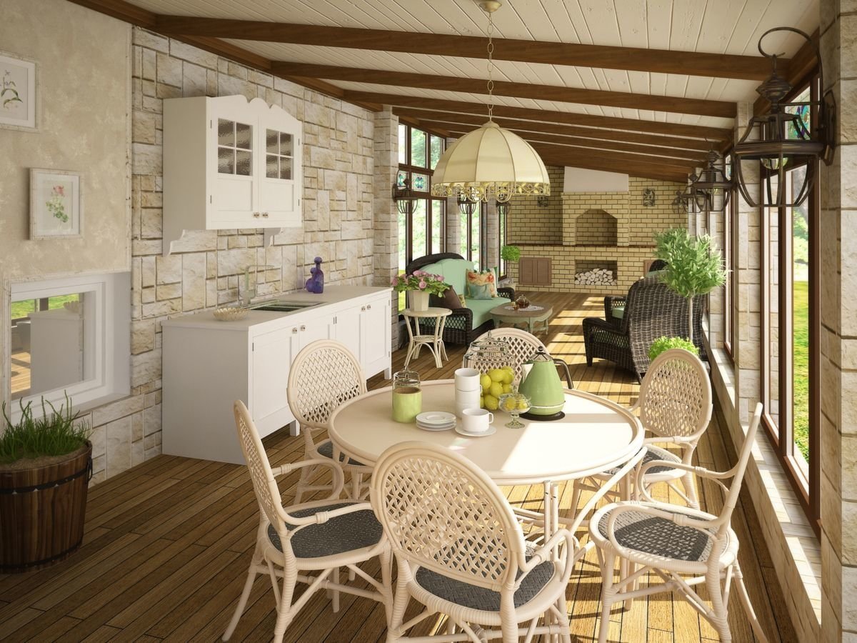 gezellig veranda-interieur
