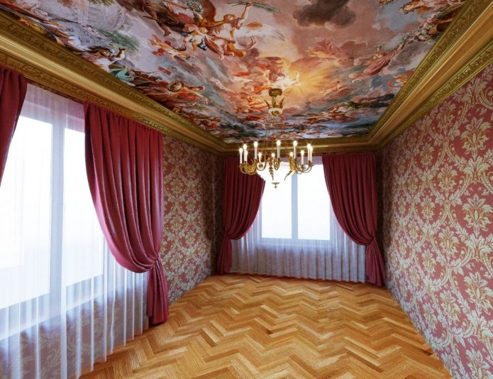 spanplafond met fotoprint in de vorm van een fresco