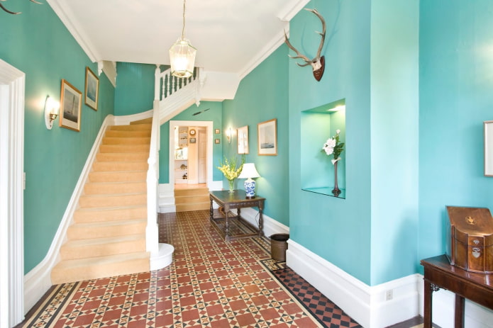 halontwerp in turquoise tinten