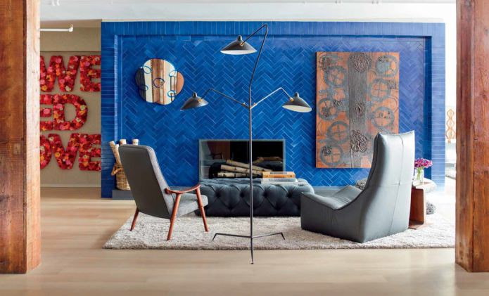 Woonkamer, gemaakt in een moderne stijl