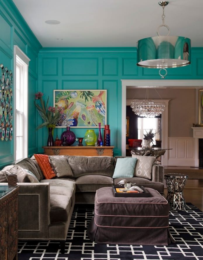 Tiffany-kleur in het interieur 